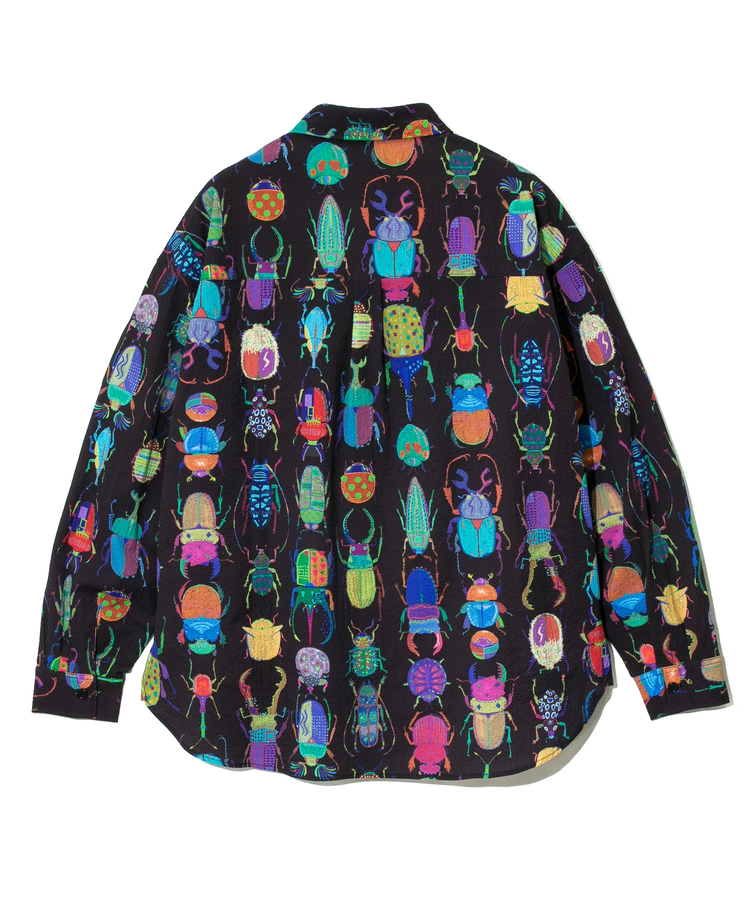 go slow caravan(ゴースローキャラバン) |ストレッチサッカー総柄プリントユーティリティーシャツ (MENS/WOMENS)