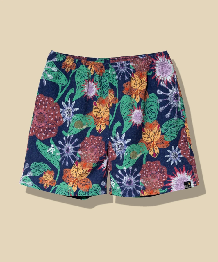 go slow caravan(ゴースローキャラバン) |ストレッチサッカー総柄プリントイージーショーツ (MENS/WOMENS)