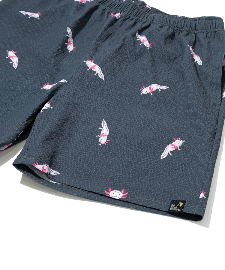 go slow caravan(ゴースローキャラバン) |ストレッチサッカー総柄プリントイージーショーツ (MENS/WOMENS)