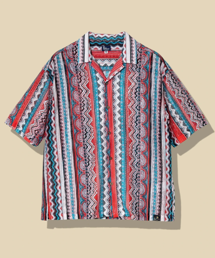 go slow caravan(ゴースローキャラバン) |透かし編みレース半袖シャツ (MENS)