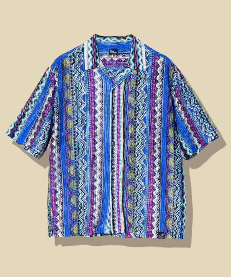 go slow caravan(ゴースローキャラバン) |透かし編みレース半袖シャツ (MENS)