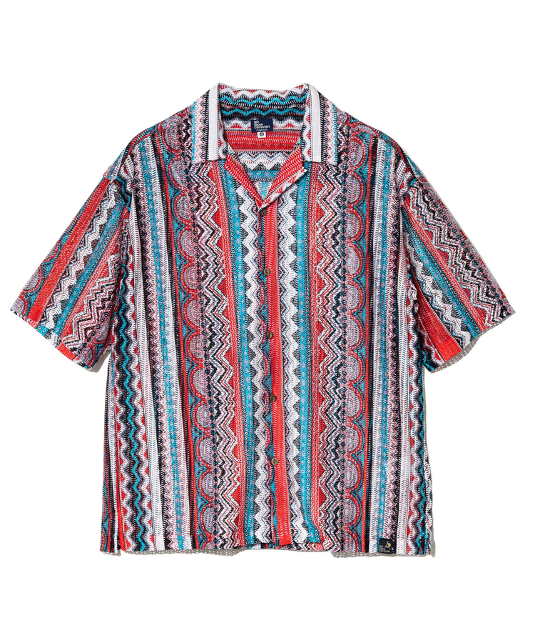 go slow caravan(ゴースローキャラバン) |透かし編みレース半袖シャツ (MENS)