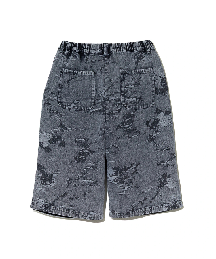 go slow caravan(ゴースローキャラバン) |ジャガードデニムケミカルWASHワイドハーフパンツ (MENS)