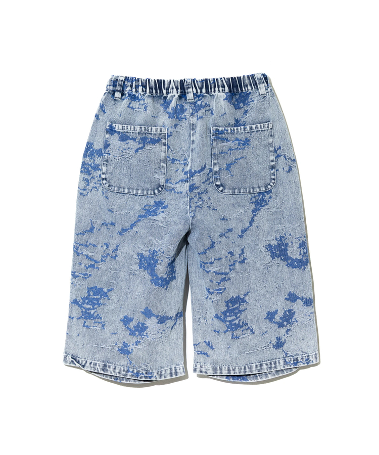 go slow caravan(ゴースローキャラバン) |ジャガードデニムケミカルWASHワイドハーフパンツ (MENS)