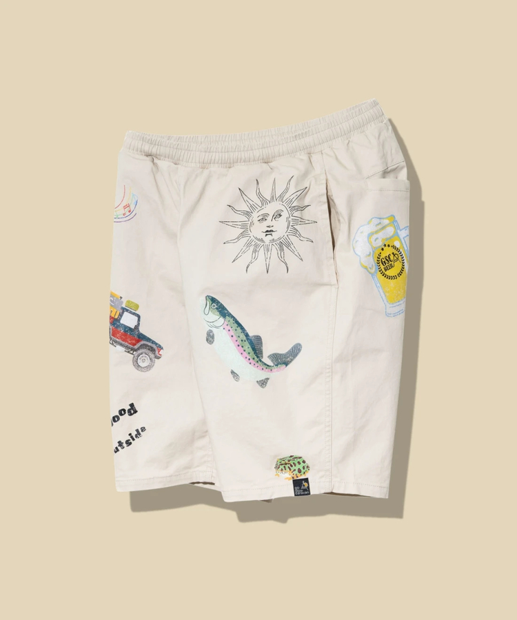 go slow caravan(ゴースローキャラバン) |ストレッチツイル断ち身プリントイージーショーツ (MENS)