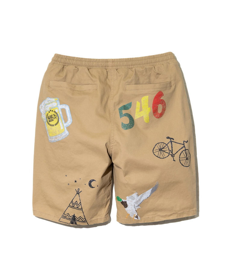 go slow caravan(ゴースローキャラバン) |ストレッチツイル断ち身プリントイージーショーツ (MENS)