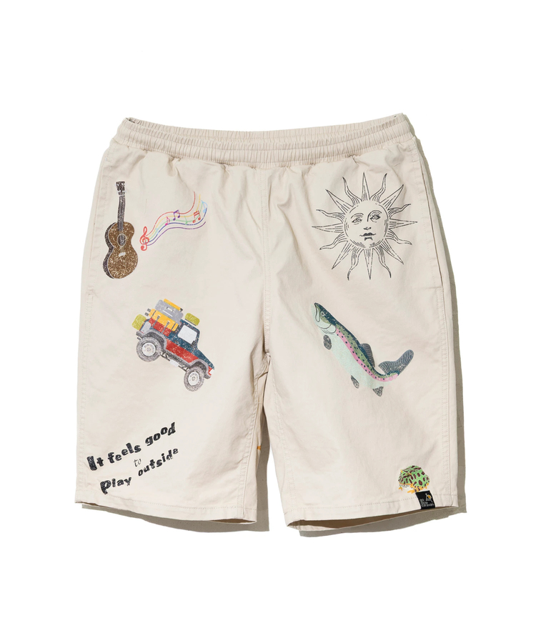 go slow caravan(ゴースローキャラバン) |ストレッチツイル断ち身プリントイージーショーツ (MENS)