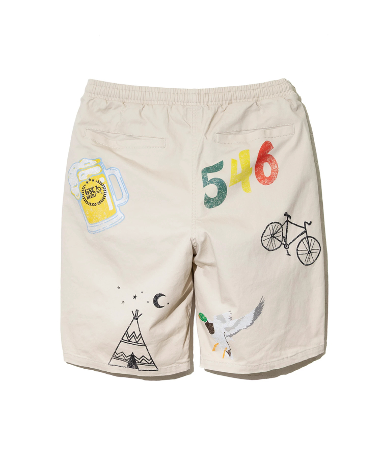 go slow caravan(ゴースローキャラバン) |ストレッチツイル断ち身プリントイージーショーツ (MENS)