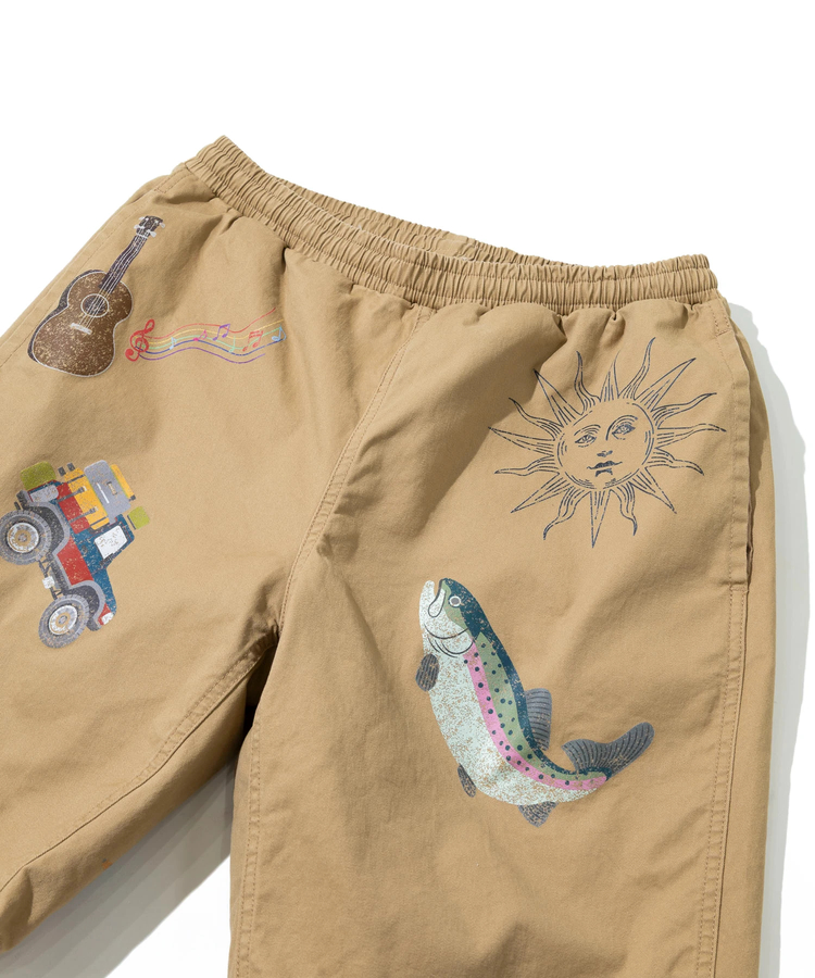 go slow caravan(ゴースローキャラバン) |ストレッチツイル断ち身プリントイージーショーツ (MENS)