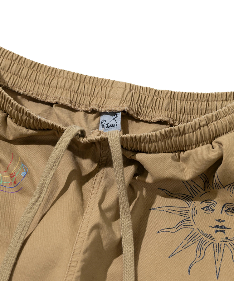 go slow caravan(ゴースローキャラバン) |ストレッチツイル断ち身プリントイージーショーツ (MENS)