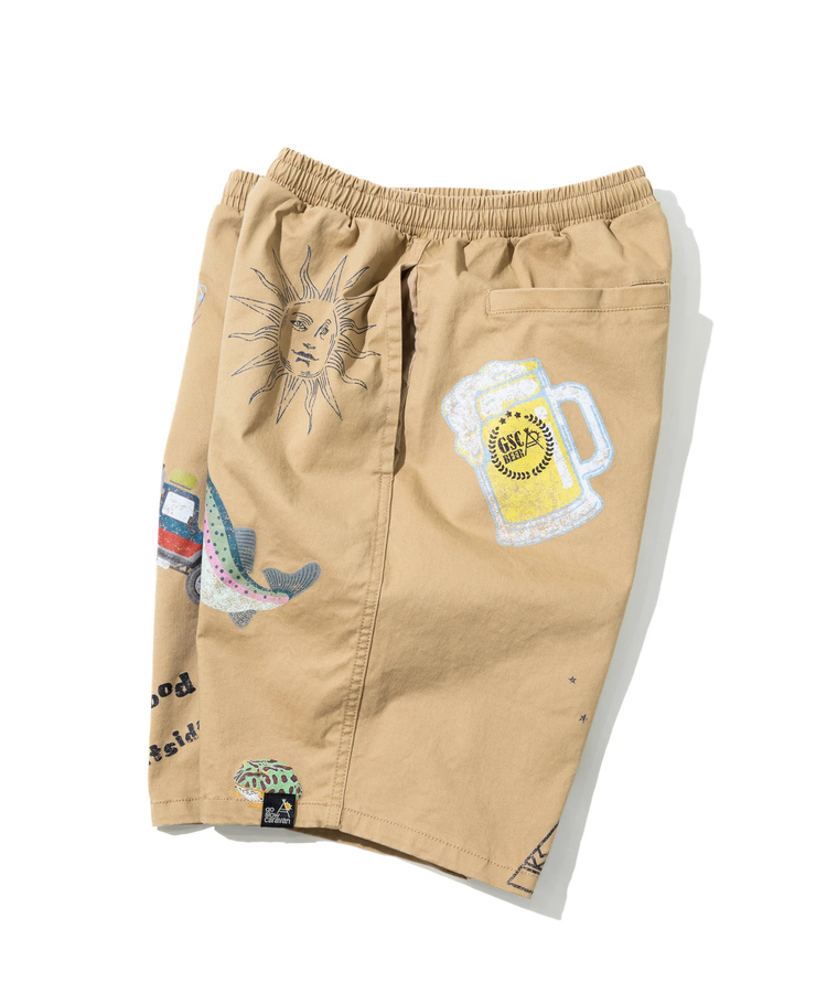 go slow caravan(ゴースローキャラバン) |ストレッチツイル断ち身プリントイージーショーツ (MENS)