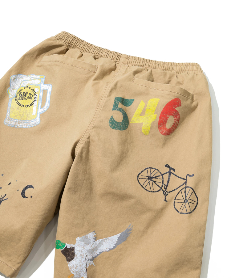 go slow caravan(ゴースローキャラバン) |ストレッチツイル断ち身プリントイージーショーツ (MENS)