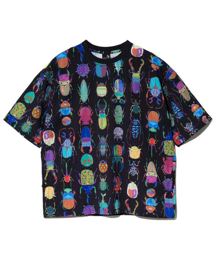 go slow caravan(ゴースローキャラバン) |ストレッチサッカー総柄プリント半袖TEE (MENS/WOMENS)