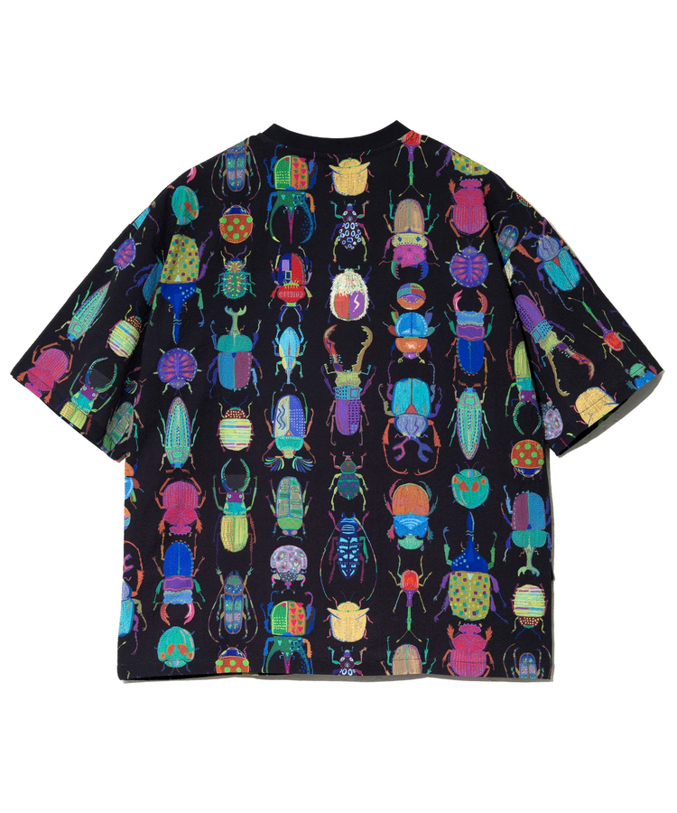 go slow caravan(ゴースローキャラバン) |ストレッチサッカー総柄プリント半袖TEE (MENS/WOMENS)