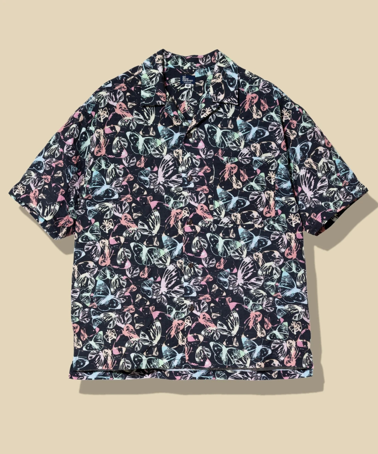 go slow caravan(ゴースローキャラバン) |シャーリングチェック総柄プリント半袖O/Pシャツ (MENS)
