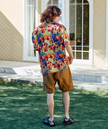 go slow caravan(ゴースローキャラバン) |シャーリングチェック総柄プリント半袖O/Pシャツ (MENS)