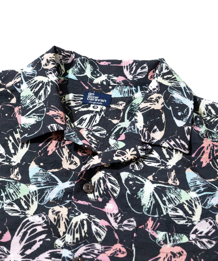 go slow caravan(ゴースローキャラバン) |シャーリングチェック総柄プリント半袖O/Pシャツ (MENS)