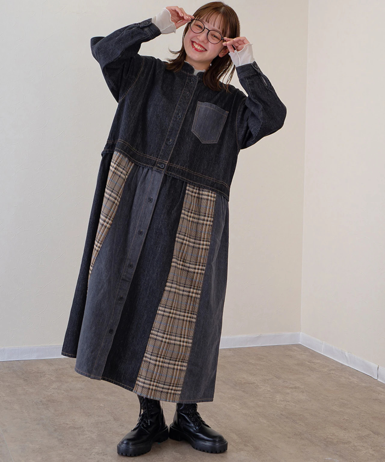 美品　バーバリー　パネルチェックワンピース　パンツ　セットアップ　半袖　9M mililopiulu/ミリロピュール セットアップチェックパネル
