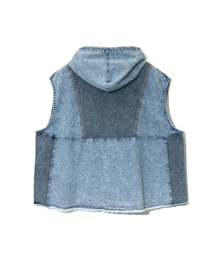 go slow caravan(ゴースローキャラバン) |mililopiulu/ミリロピュール ケミカルデニム裏毛ベスト (WOMENS)