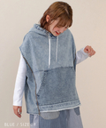 go slow caravan(ゴースローキャラバン) |mililopiulu/ミリロピュール ケミカルデニム裏毛ベスト (WOMENS)