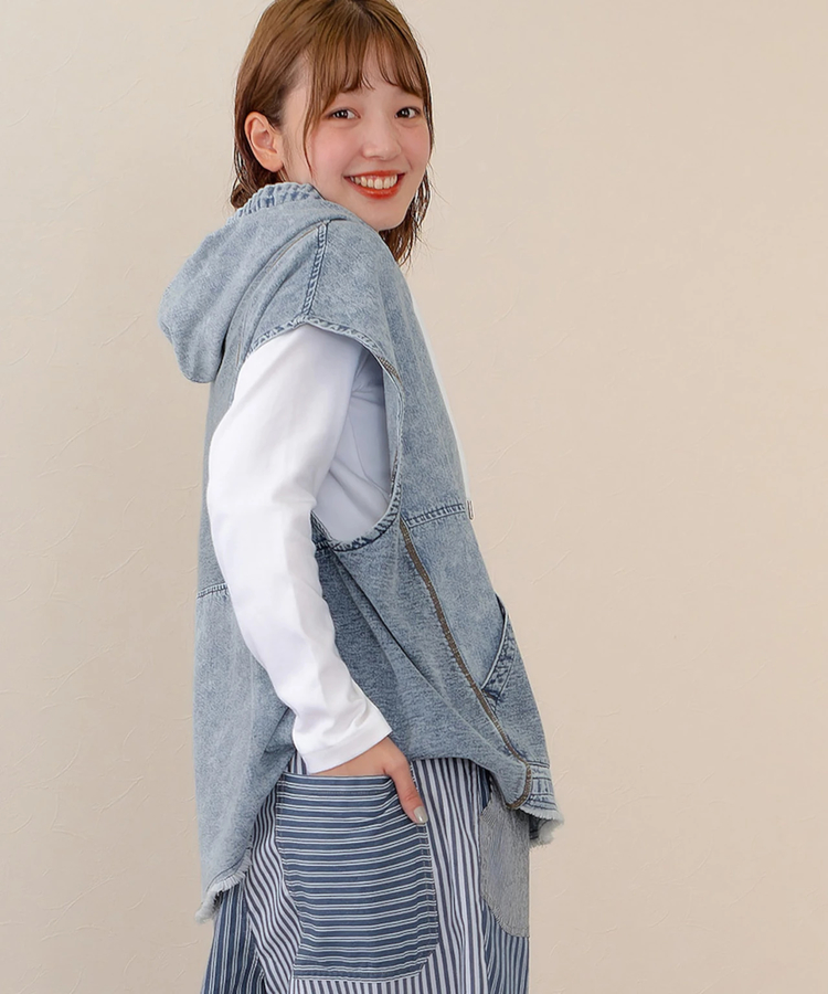 go slow caravan(ゴースローキャラバン) |mililopiulu/ミリロピュール ケミカルデニム裏毛ベスト (WOMENS)
