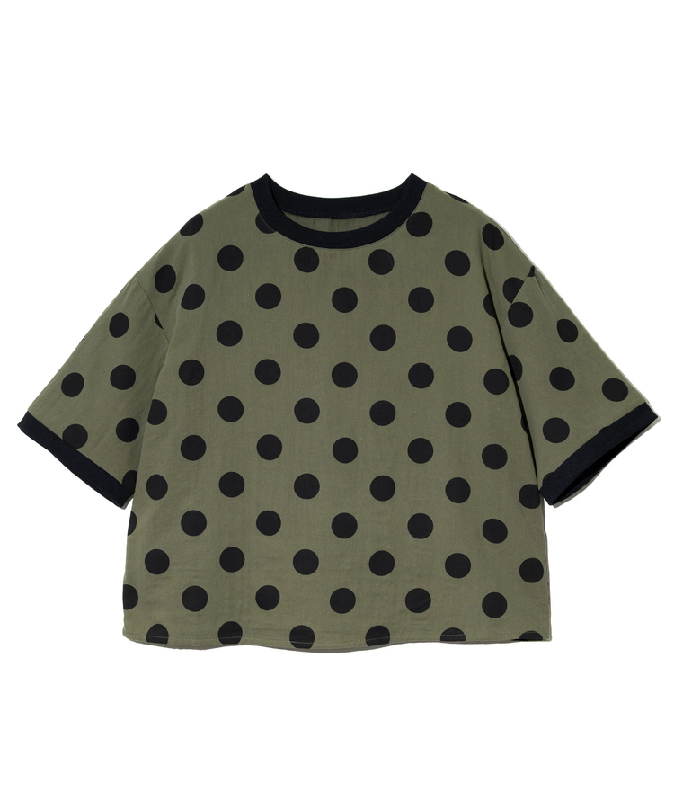 go slow caravan(ゴースローキャラバン) |COLORK/カラック リブ付き布帛ドット5分袖TEE (WOMENS)