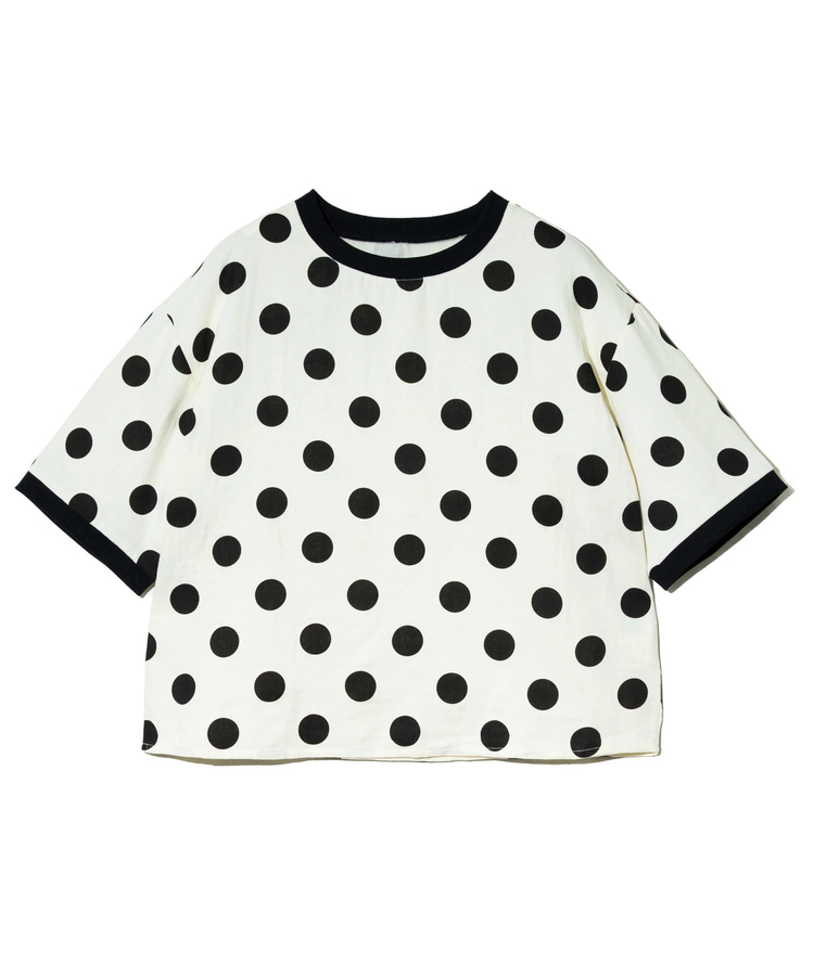 go slow caravan(ゴースローキャラバン) |COLORK/カラック リブ付き布帛ドット5分袖TEE (WOMENS)