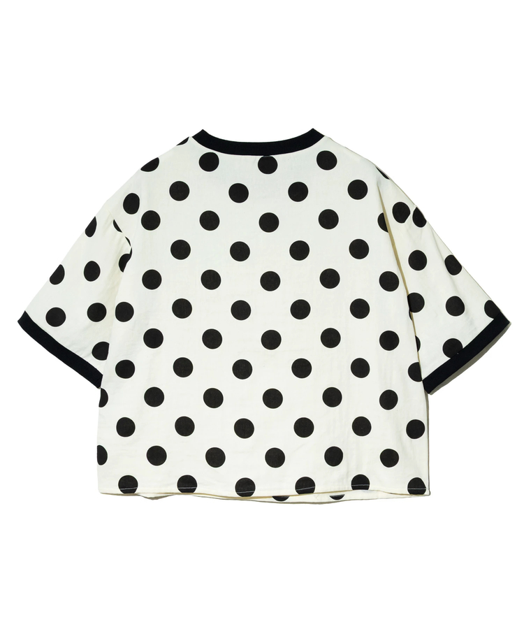 go slow caravan(ゴースローキャラバン) |COLORK/カラック リブ付き布帛ドット5分袖TEE (WOMENS)