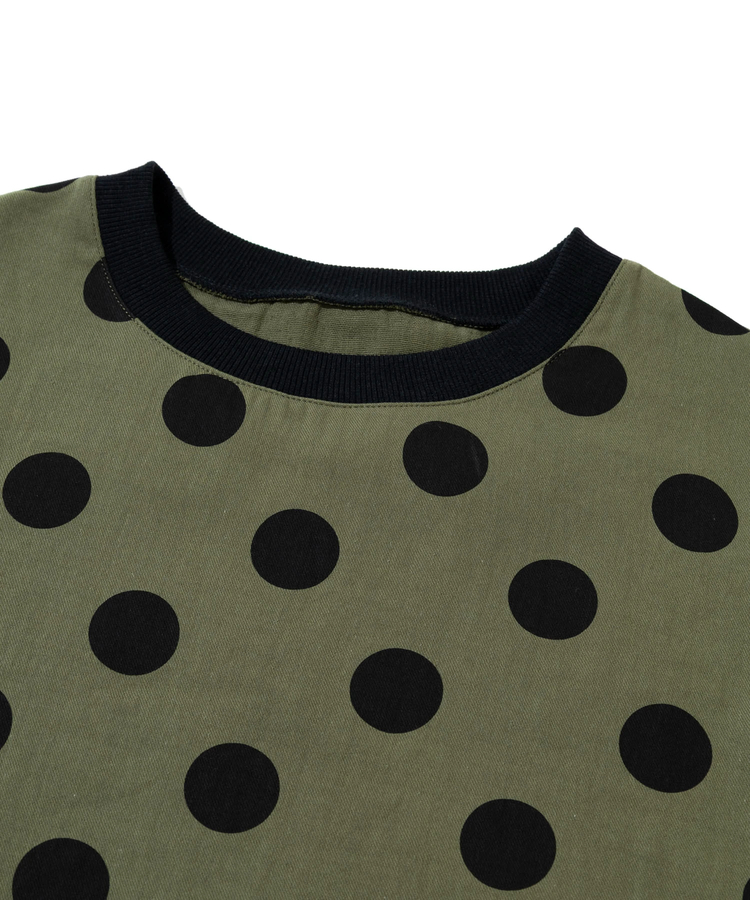 go slow caravan(ゴースローキャラバン) |COLORK/カラック リブ付き布帛ドット5分袖TEE (WOMENS)