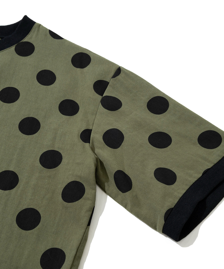 go slow caravan(ゴースローキャラバン) |COLORK/カラック リブ付き布帛ドット5分袖TEE (WOMENS)