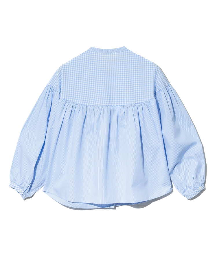 NUEVO BLANCA/ヌエヴォブランカ 柄切替ギャザーブラウス (WOMENS