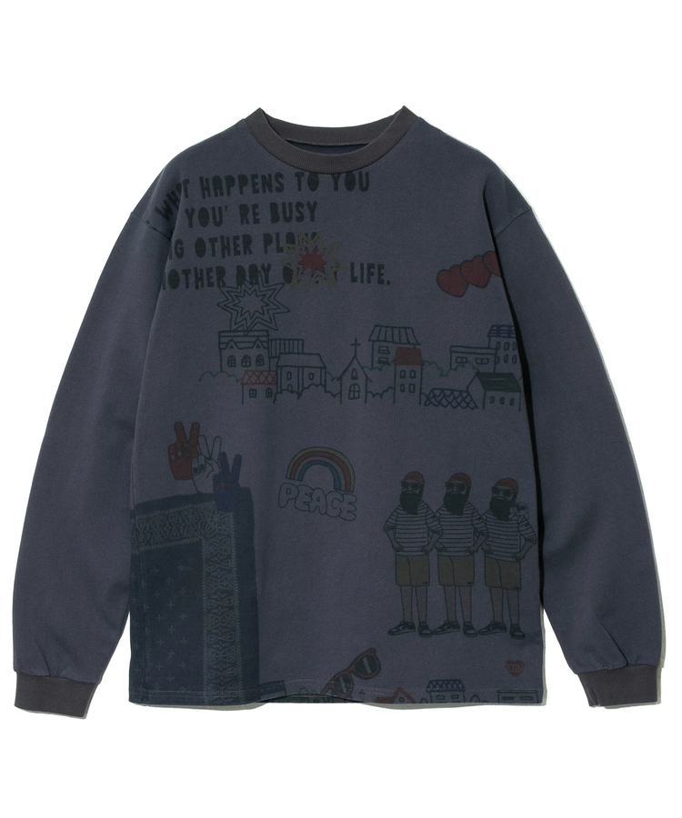 go slow caravan(ゴースローキャラバン) |MODEM DESIGN/モデムデザイン ロンTEE -総柄おじさん- (MENS)