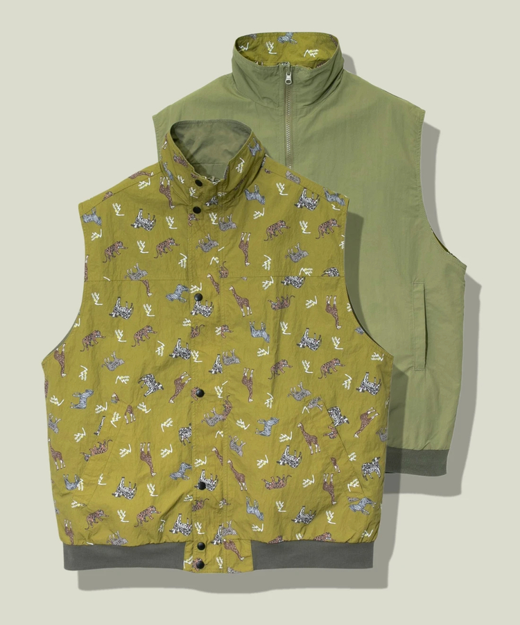 go slow caravan(ゴースローキャラバン) |MOUNTAIN MANIA/マウンテンマニア ALLOVER PATTERN REVERSIBLE VEST (MENS)