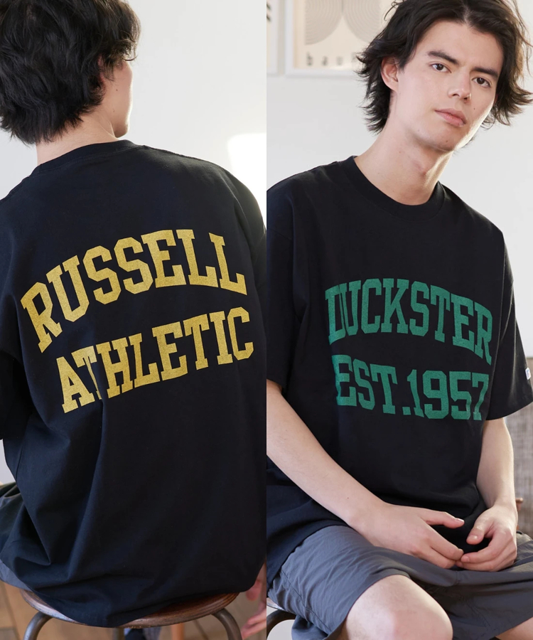 go slow caravan(ゴースローキャラバン) |DUCKSTER/ダックスター RUSSELL ATHLETIC 別注TEE《カレッジビッグロゴ》 (MENS)
