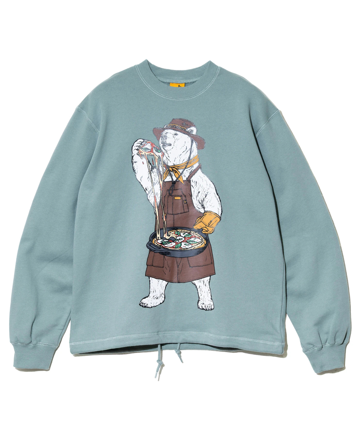 go slow caravan(ゴースローキャラバン) |空紡糸裏毛 スキレットピザクマ ヘムスピンドルクルースウェット (MENS/WOMENS)