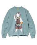 go slow caravan(ゴースローキャラバン) |空紡糸裏毛 スキレットピザクマ ヘムスピンドルクルースウェット (MENS/WOMENS)
