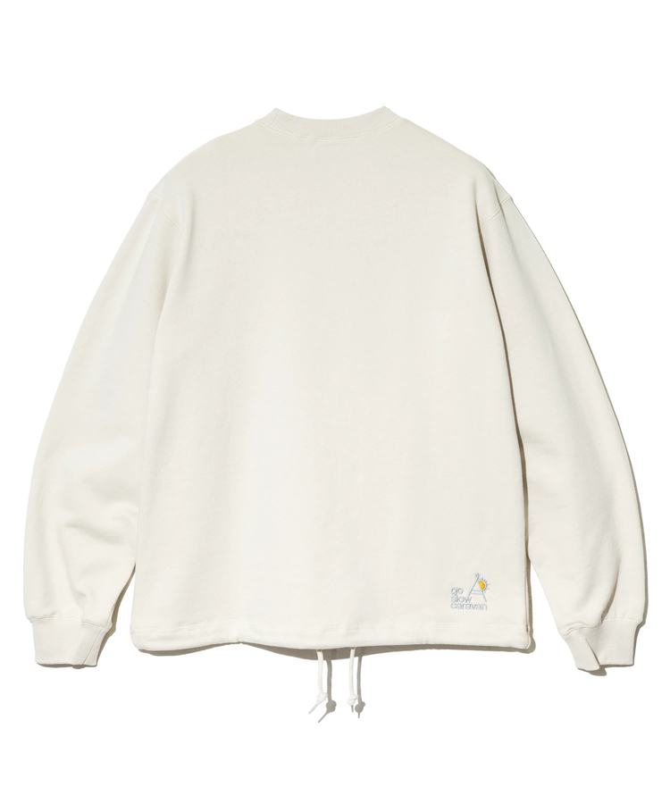 go slow caravan(ゴースローキャラバン) |空紡糸裏毛 スキレットピザクマ ヘムスピンドルクルースウェット (MENS/WOMENS)