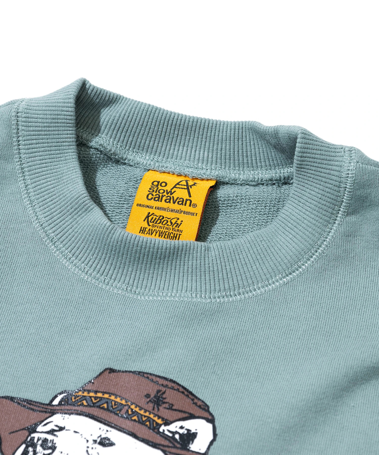 go slow caravan(ゴースローキャラバン) |空紡糸裏毛 スキレットピザクマ ヘムスピンドルクルースウェット (MENS/WOMENS)