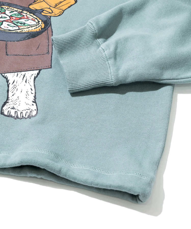 go slow caravan(ゴースローキャラバン) |空紡糸裏毛 スキレットピザクマ ヘムスピンドルクルースウェット (MENS/WOMENS)
