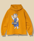 go slow caravan(ゴースローキャラバン) |空紡糸裏毛 スキレットピザ猫 ヘムスピンドルフーディー (MENS/WOMENS)