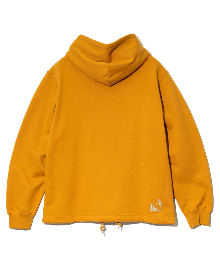 go slow caravan(ゴースローキャラバン) |空紡糸裏毛 スキレットピザ猫 ヘムスピンドルフーディー (MENS/WOMENS)