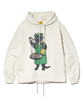 go slow caravan(ゴースローキャラバン) |空紡糸裏毛 スキレットピザ猫 ヘムスピンドルフーディー (MENS/WOMENS)