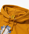 go slow caravan(ゴースローキャラバン) |空紡糸裏毛 スキレットピザ猫 ヘムスピンドルフーディー (MENS/WOMENS)