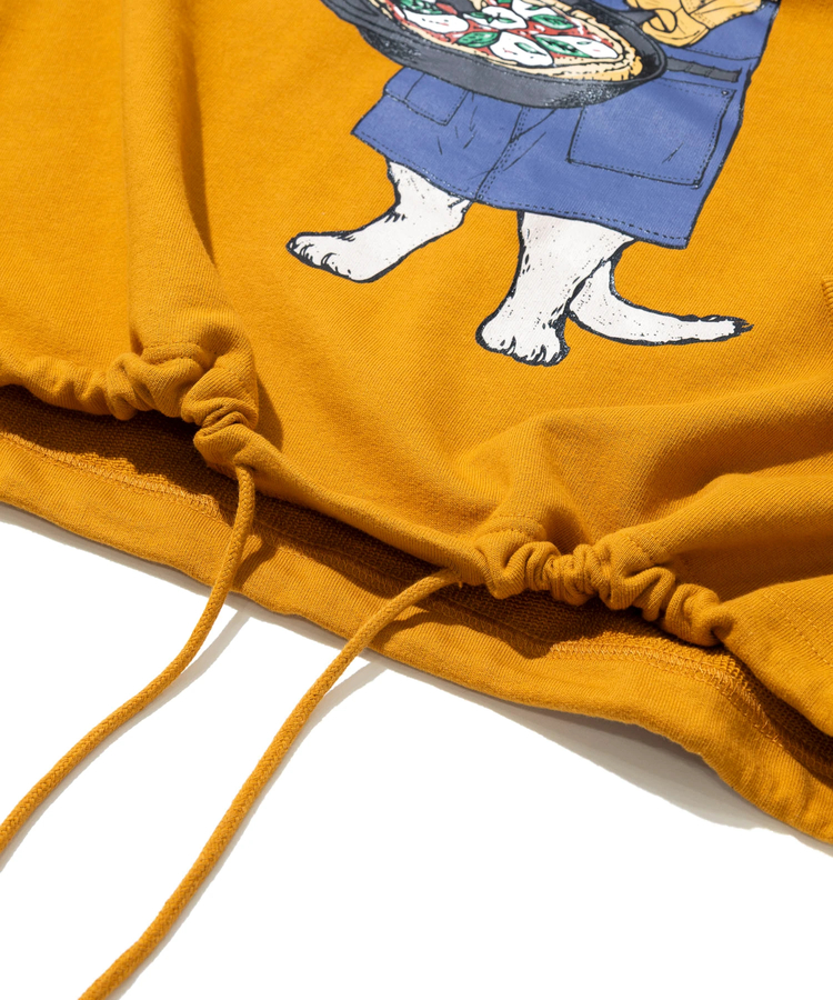 go slow caravan(ゴースローキャラバン) |空紡糸裏毛 スキレットピザ猫 ヘムスピンドルフーディー (MENS/WOMENS)