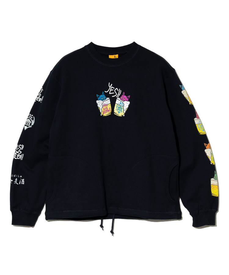 go slow caravan(ゴースローキャラバン) |空紡糸裏毛 猫と麦酒 ヘムスピンドルクルースウェット (MENS/WOMENS)