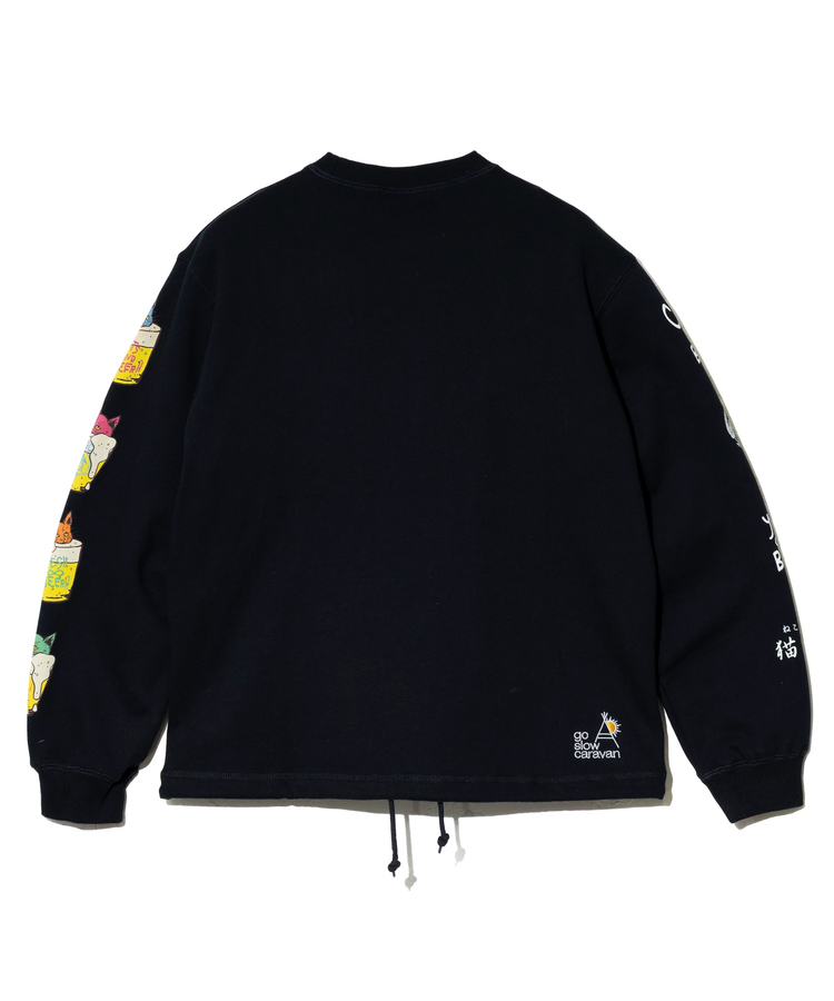go slow caravan(ゴースローキャラバン) |空紡糸裏毛 猫と麦酒 ヘムスピンドルクルースウェット (MENS/WOMENS)