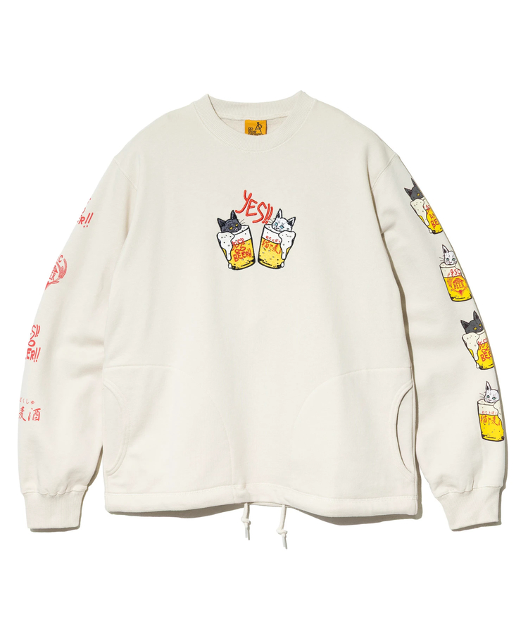 go slow caravan(ゴースローキャラバン) |空紡糸裏毛 猫と麦酒 ヘムスピンドルクルースウェット (MENS/WOMENS)