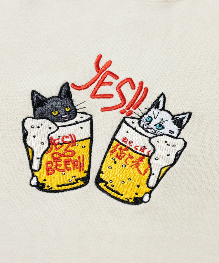 go slow caravan(ゴースローキャラバン) |空紡糸裏毛 猫と麦酒 ヘムスピンドルクルースウェット (MENS/WOMENS)