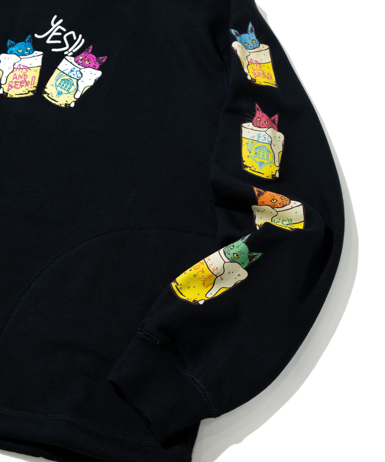 go slow caravan(ゴースローキャラバン) |空紡糸裏毛 猫と麦酒 ヘムスピンドルクルースウェット (MENS/WOMENS)