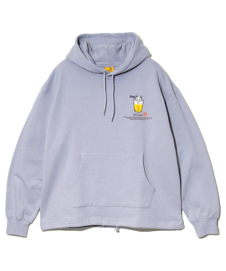 go slow caravan(ゴースローキャラバン) |空紡糸裏毛 猫と麦酒ヘムスピンドル BOX フーディー (MENS/WOMENS)